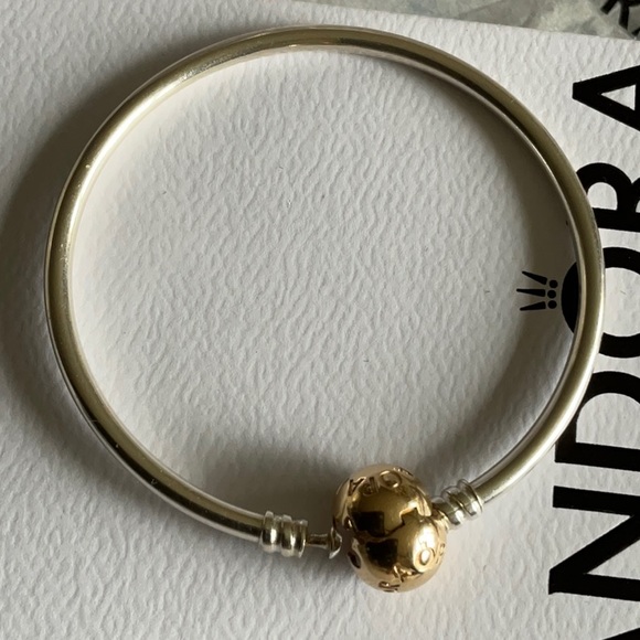 Pandora New bangle with 14k solid yellow gold clasp - Picture 3 of 8